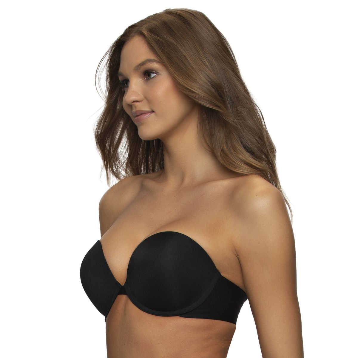 Evolve Deep V-Plunge Low Front Padded Non Slip Stay Up Strapless Bra Seamless Push Up for Low V Neck Outfit - Image 4