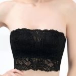 Wireless Non Wire Padded Lace Tube Bra for Low Front Outfit Options of Detachable Straps Additional Inner Straps for Stay Up Secured Strapless Enhancement