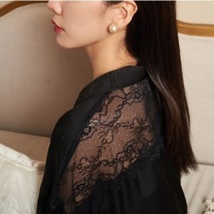 Violet Satin & Lace PJ Shirtdress (Lace Back) Sleepover Boyfriend Shirt - Image 5