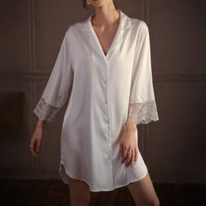 Satin PJ Shirtdress Sleepover Boyfriend Shirt for Holiday Staycation - Image 3
